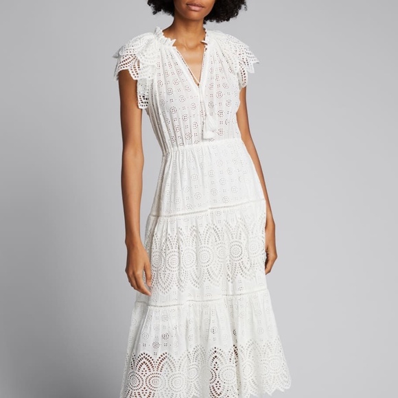 Ulla Johnson Gianna eyelet midi dress with tie waist. Excellent condition. Sz 4 - Picture 5 of 14